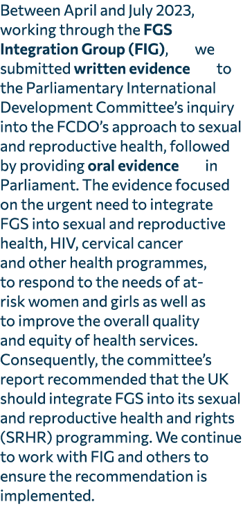 Between April and July 2023, working through the FGS Integration Group (FIG), we submitted written evidence to the Pa...