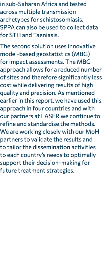 in sub Saharan Africa and tested across multiple transmission archetypes for schistosomiasis. SPPA can also be used t...