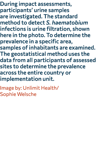During impact assessments, participants’ urine samples are investigated. The standard method to detect S. haematobium...